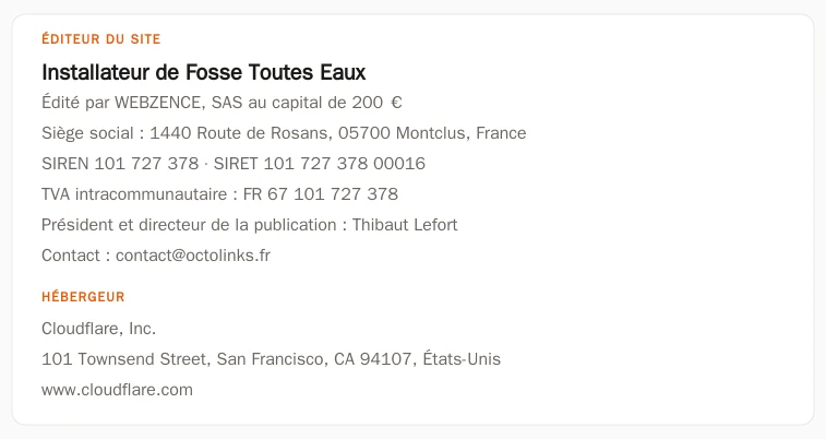 Coordonnées légales de l&rsquo;éditeur et de l&rsquo;hébergeur du site