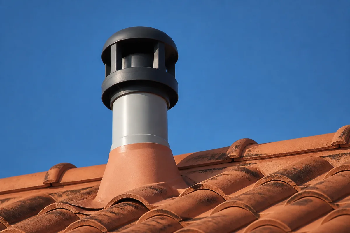 Extracteur statique de ventilation d’assainissement en sortie de toiture d’une maison