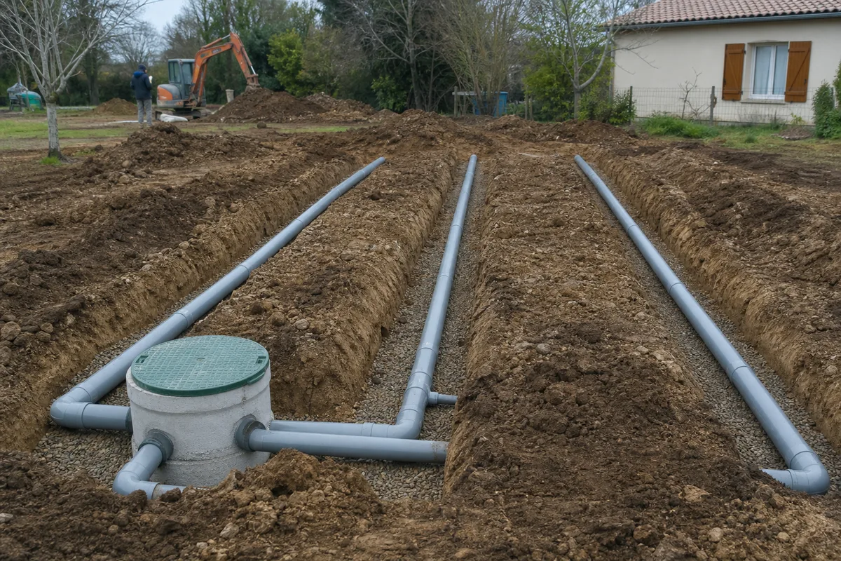 Terrassement d’une fosse toutes eaux dans un jardin girondin