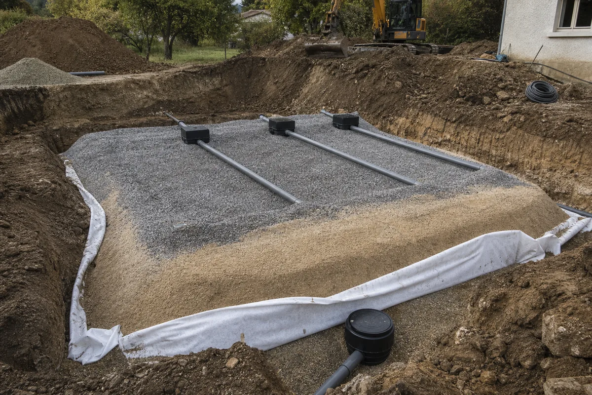 Terrassement pour un filtre à sable sur sol limoneux dans l&rsquo;Oise